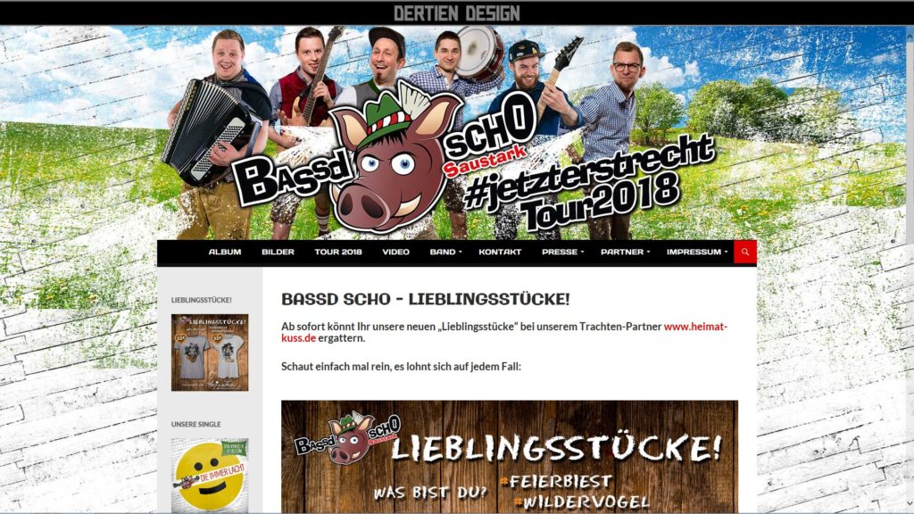 Von A-Z: Bandbilder, Logodesign, Webdesign, Pressematerial, etc. <strong><a href="http://bassd-scho.de/" target="_blank" rel="noopener">Bassd schO</a></strong> 2018